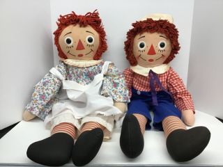 31 1/2” Vintage Knickerbocker Raggedy Ann And Andy Cloth Doll - 1970 