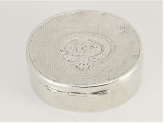 Victorian Silver Engine Turned Pill Box Engraved A.  C.  S.  Hm Birmingham 1896 16.  8