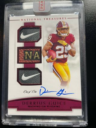 2018 National Treasures Derrius Guice One Of One Triple Gear Patch Auto 1/1 Rc