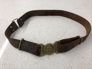 Ww2 Japanese Imperial Army Officer Leather Brass Buckle Belt Vintage Antique