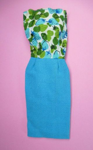 Vintage Barbie - Fashion Editor / Club Meeting Floral Turquoise Dress