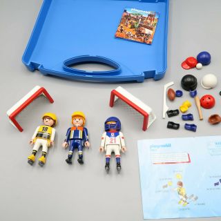 Playmobil Sports Athletes Hockey Baseball Football 5993 W Blue Carrying Case
