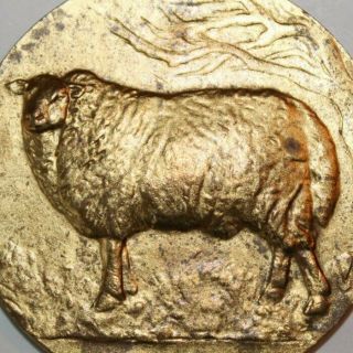Old Bronze Agricultural Art Medal,  The Sheep,  Cattle,  1970