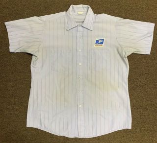 Vintage Usps Letter Carrier Striped Button Shirt Us Mail Postal Service Uniform
