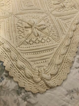 Vintage Handmade Crochet Bedspread Coverlet Off White Full Size