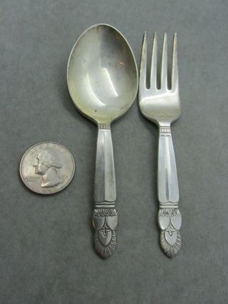 Rare Vintage Frank Whiting Princess Ingrid Sterling Silver Baby Spoon & Fork Set