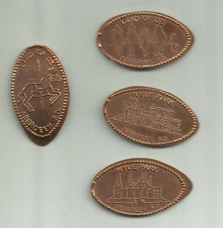 4 Copper Elongated Pennies (cents) Storybook Land Aberdeen Sd