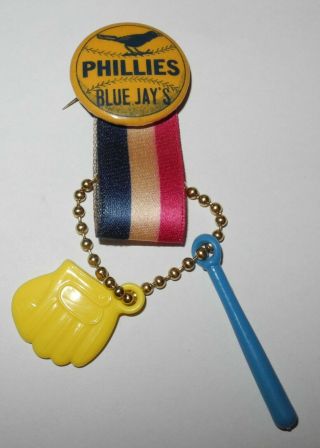 Rare 1943 Baseball Philadelphia Blue Jays Shibe Park Button Coin Pin Chuck Klein