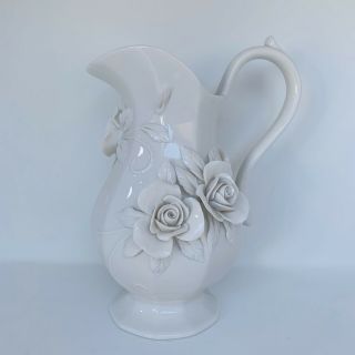 Grace Tea Ware White Porcelain Sculpted 3d Rose - Tea/coffee Pot