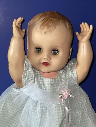 Vintage Chubby 24 " Sleepy Eyes Molded Hair Drink Wet Baby Doll