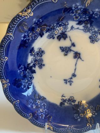 Antique Ridgways Staffordshire Flow Blue Serving Vegetable Bowl 10” c1860 2