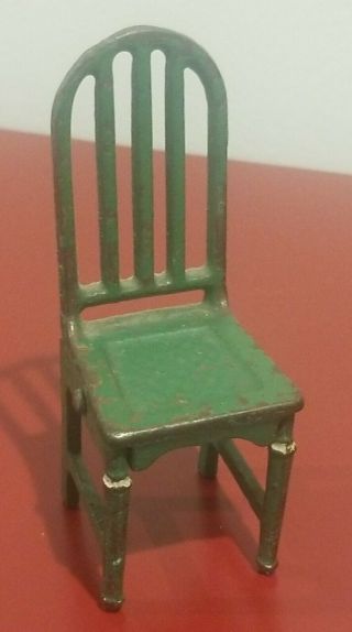 Antique Arcade Dollhouse Chair Cast Iron Green Curved Back 6941