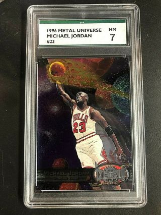 Michael Jordan 1997 Skybox Metal Universe Card 23 Graded Spa 7 Nm Bulls Goat