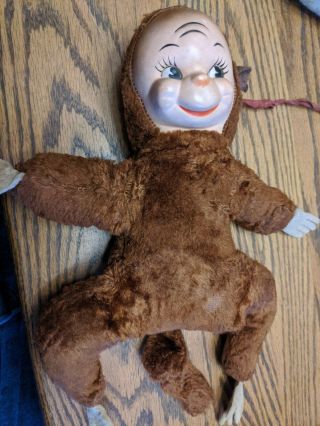 Rushton My Toy Large Monkey Rare Mohair Toy Rubber Face 15 " Stuffed Plush