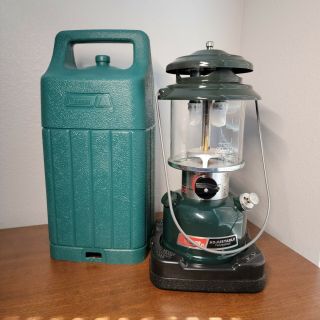 Vintage Coleman Adjustable Two Mantle Lantern 288a700 10/91 W/green Hard Case