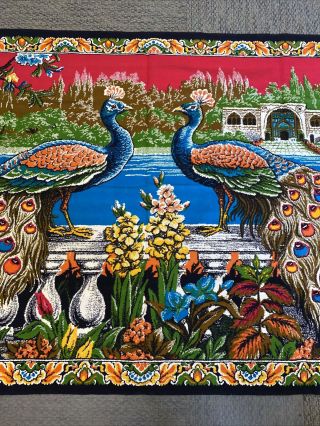 Vintage Fabric Wall Hanging Peacock Garden 100 Cotton Made in Turkey 60 