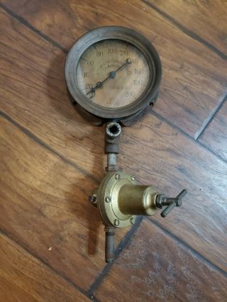 Antique Brass Us Gauge Automatic Sprinkler Co 200 Pressure Gauge