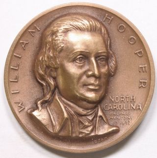 William Hooper Declaration Signers Bronze Art Medal And Papers 690i