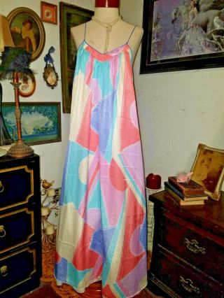 Vtg 80s Mary Mcfadden Neiman Marcus Silky Long Nightgown Gown Lingerie S Muumuu