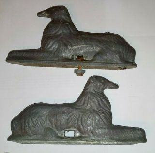 Vintage Antique Metal Collie Dog Fence Or Gate Toppers Matching