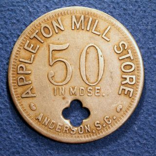 South Carolina Cotton Mill Token - Appleton Mill Store,  50¢,  Anderson,  S.  C.