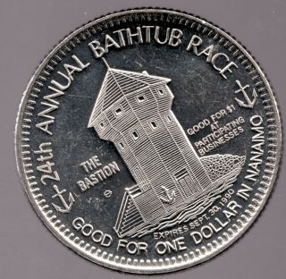 1990 Nanaimo Bathtub Race Token / Hbc Bastion / Molson - O 