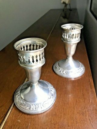 Vintage Pair Duchin Creation Sterling Silver Weighted Candlestick Holders 5 "