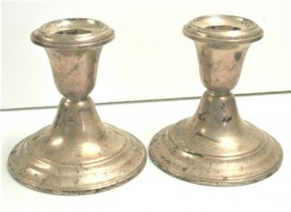 Gorham Sterling Silver Pair Weighted Candlesticks Candle Holders 948