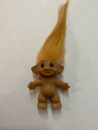 Vintage Wishnik/uneeda Double Horseshoe Troll 2.  75 " With Tan/orange Hair