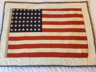 Patriotic Quilt Wall Hanging,  Vintage American Flag,  48 Stars,  Quilted