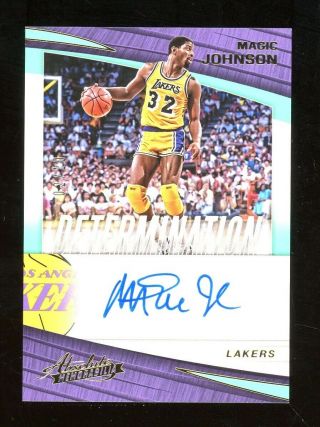 2017 - 18 Absolute Memorabilia Determination Magic Johnson Hof Auto 2/10 Lakers