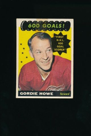 1965 Topps Hockey 122 Gordie Howe 600 Goals Detroit Red Wings Hof Poor (tape)