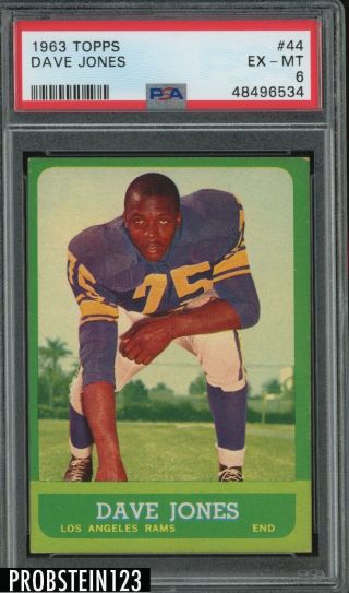 1963 Topps Football 44 Dave Deacon Jones Rams Rc Rookie Hof Psa 6 Ex - Mt