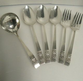 6 Servers Community Oneida Silverplate Coronation Serving Spoons Ladle Meat Fork