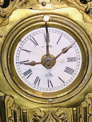 Very Ornate & Unusual Antique Gustav Becker German Alarm Clock 2