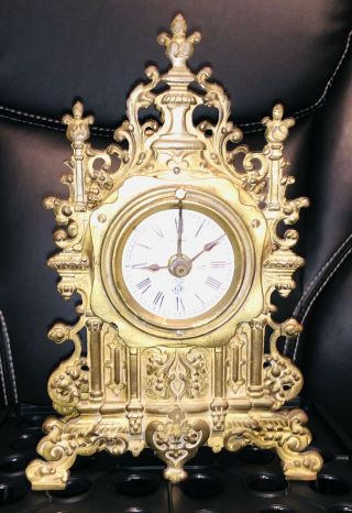 Very Ornate & Unusual Antique Gustav Becker German Alarm Clock 3