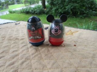 2 Vintage Hasbro Disney Goofy Mickey Mouse Clubhouse Weebles Wobble Figures