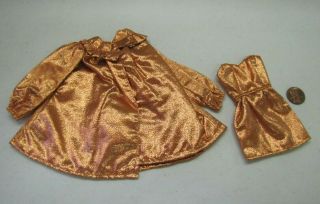 Vintage Handmade Barbie Rose Gold Metallic Cocktail Dress W/ Matching Coat Ooak