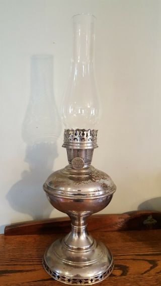 Antique Aladdin 1915 - 1916 Model 6,  Kerosene Oil Lamp,  Nickel Plated