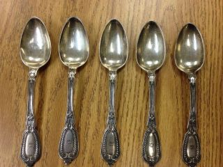 5 Antique Tiffany & Co.  Sterling Silver Tea Spoons 156 G D Monogram