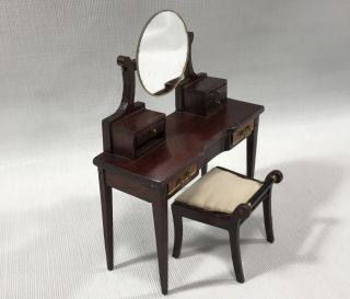 Vintage Sonia Messer Colombia Federal Vanity Table W Mirror & Chair Dollhouse