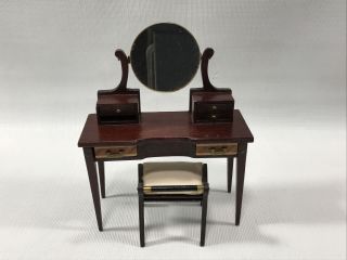 Vintage Sonia Messer Colombia Federal Vanity Table w Mirror & Chair Dollhouse 2