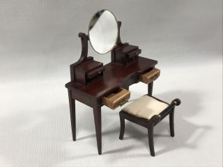 Vintage Sonia Messer Colombia Federal Vanity Table w Mirror & Chair Dollhouse 3