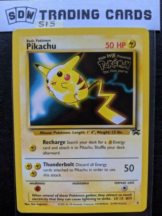 Pikachu 4 Black Star Promo Gold Kids Wb First Movie 1999 Pokémon Very Good 515
