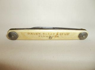 Antique F.  Newton Sheffield Pocket Knife Advertising Davey,  Sleep &co Ltd Plymouth