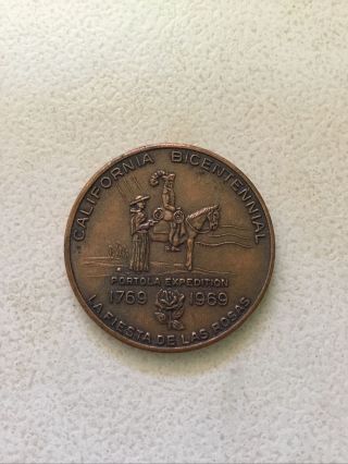 San Jose California Bicentennial Medal 1969 32mm Copper