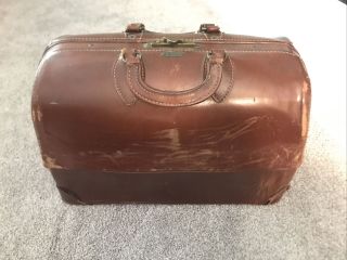 Emdee By Schell Vintage Brown Leather Cowhide Hard Shell Doctors Bag Case