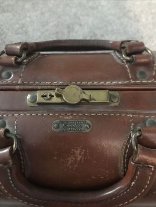 EMDEE BY SCHELL VINTAGE BROWN LEATHER COWHIDE Hard Shell DOCTORS BAG CASE 2