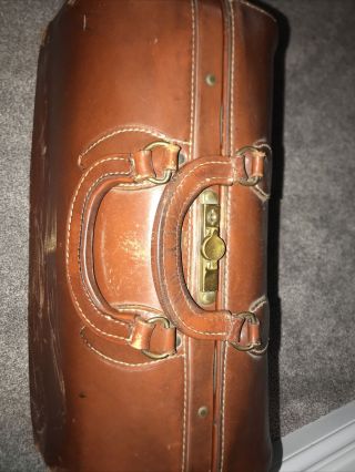 EMDEE BY SCHELL VINTAGE BROWN LEATHER COWHIDE Hard Shell DOCTORS BAG CASE 3