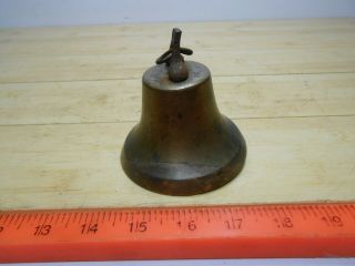 Very Old Antique Brass & Cast Iron Bell 3 1/2 " X 3 1/2 " Found Western Mass.